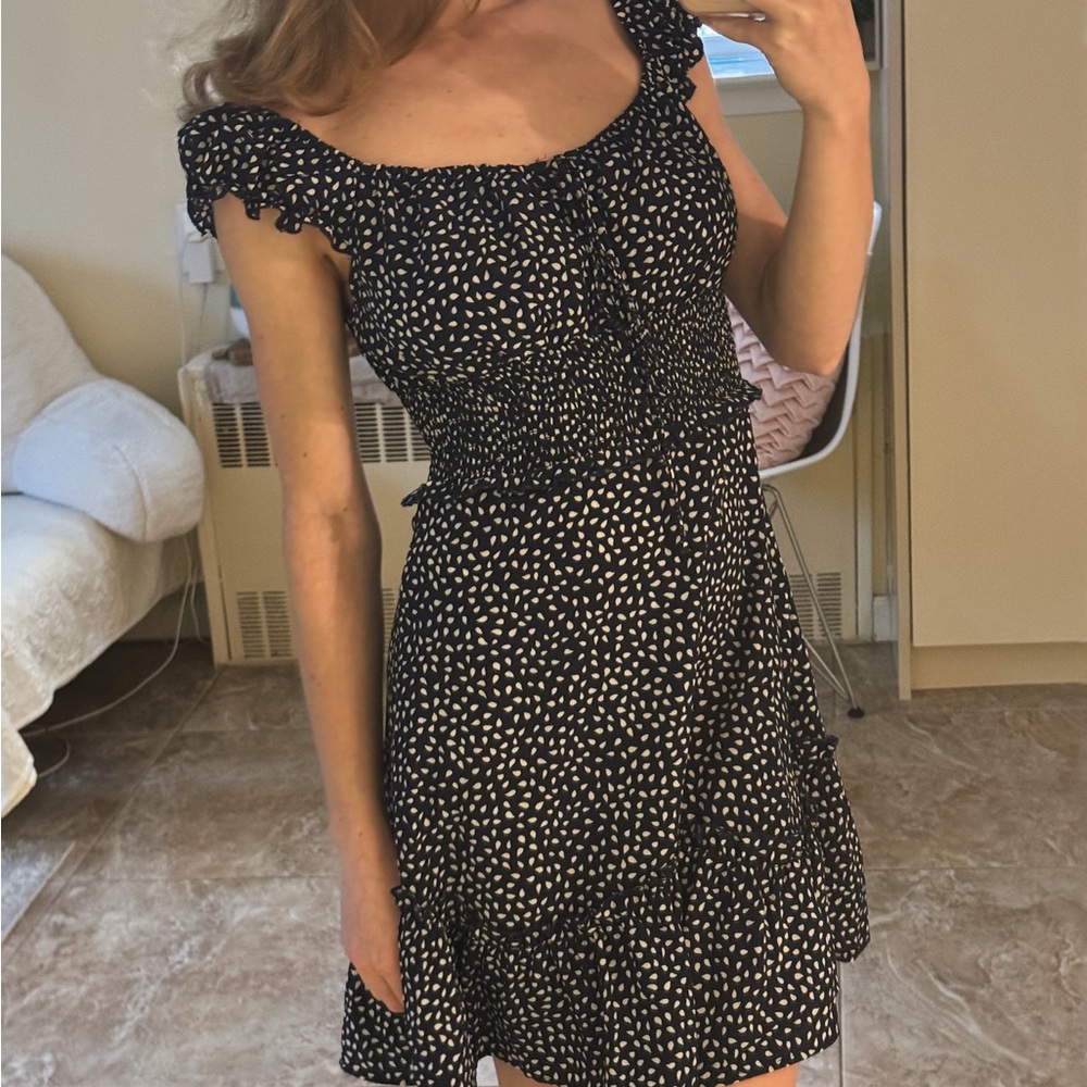 Beautiful navy mini dress with delicate raindrop print - Small